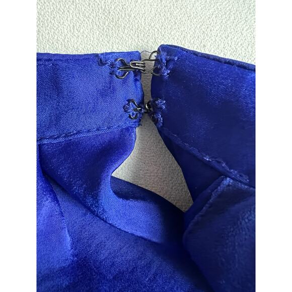 Mango Women's Halter Sleeveless Keyhole Back Casual Short Dress Blue Size Large - Picture 7 of 9